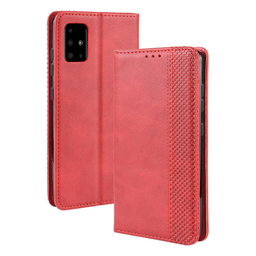 Leather Case Stands Flip Cover Holder BY4 for Samsung Galaxy M51 Red
