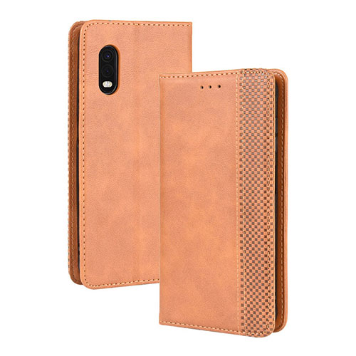 Leather Case Stands Flip Cover Holder BY4 for Samsung Galaxy XCover Pro Brown