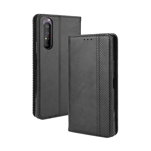 Leather Case Stands Flip Cover Holder BY4 for Sony Xperia 1 II Black