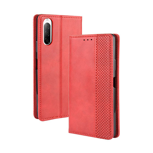 Leather Case Stands Flip Cover Holder BY4 for Sony Xperia 10 II Red