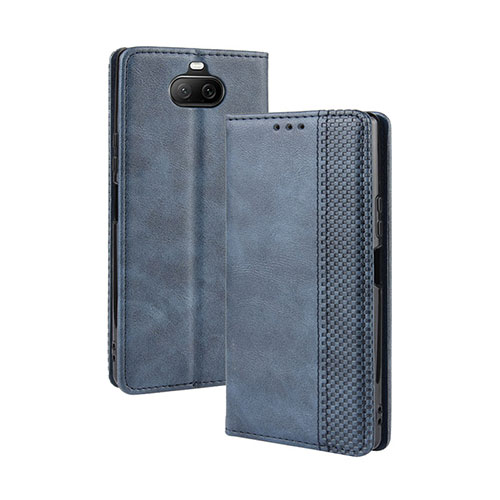 Leather Case Stands Flip Cover Holder BY4 for Sony Xperia 8 Blue