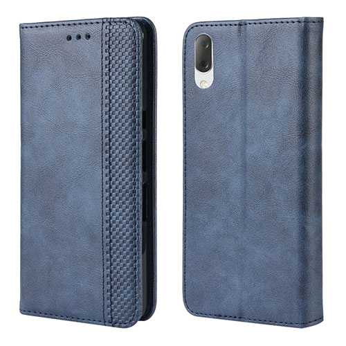 Leather Case Stands Flip Cover Holder BY4 for Sony Xperia L3 Blue