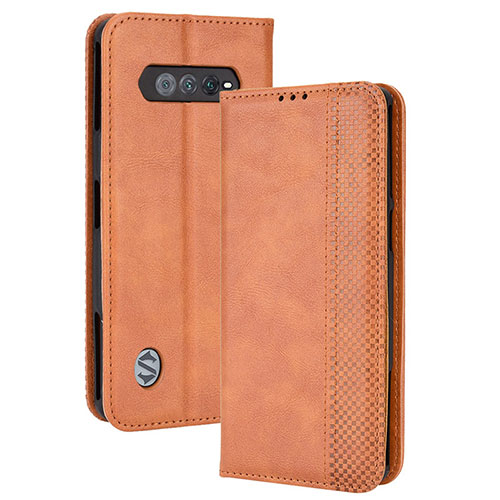 Leather Case Stands Flip Cover Holder BY4 for Xiaomi Black Shark 4S 5G Brown
