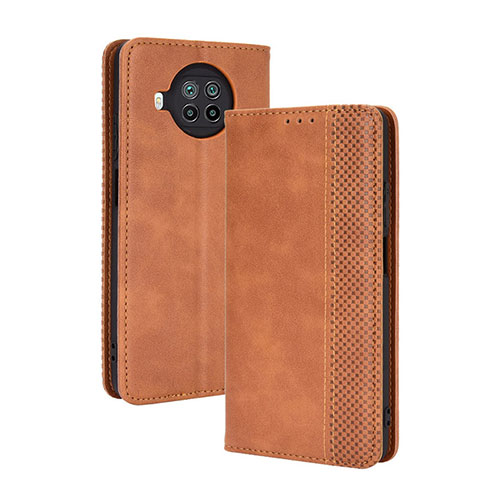 Leather Case Stands Flip Cover Holder BY4 for Xiaomi Mi 10T Lite 5G Brown