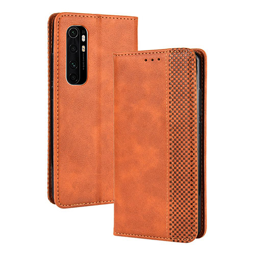 Leather Case Stands Flip Cover Holder BY4 for Xiaomi Mi Note 10 Lite Brown