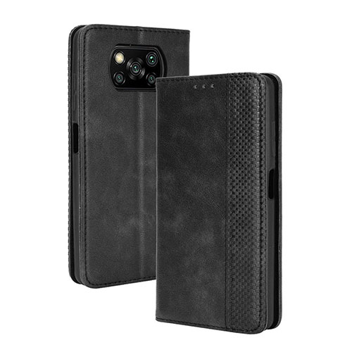 Leather Case Stands Flip Cover Holder BY4 for Xiaomi Poco X3 Pro Black