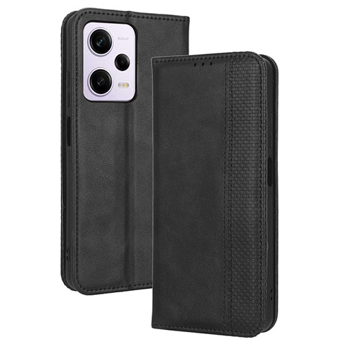 Leather Case Stands Flip Cover Holder BY4 for Xiaomi Redmi Note 12 Pro 5G Black