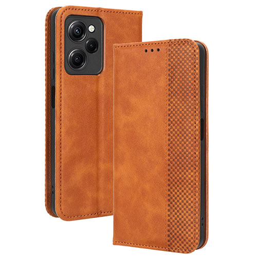 Leather Case Stands Flip Cover Holder BY4 for Xiaomi Redmi Note 12 Pro Speed 5G Brown