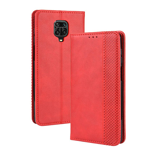 Leather Case Stands Flip Cover Holder BY4 for Xiaomi Redmi Note 9 Pro Red