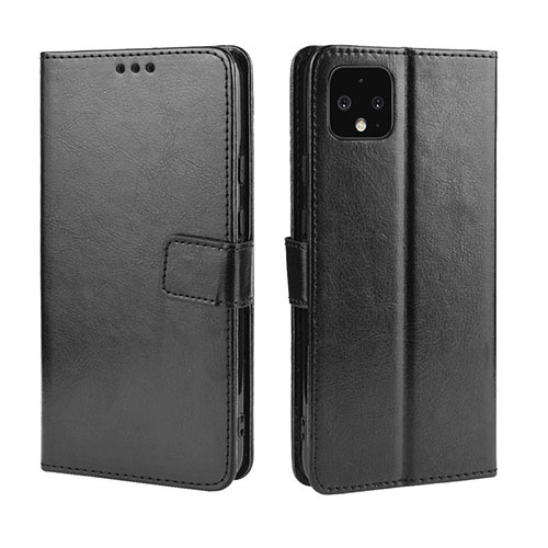 Leather Case Stands Flip Cover Holder BY5 for Google Pixel 4 Black