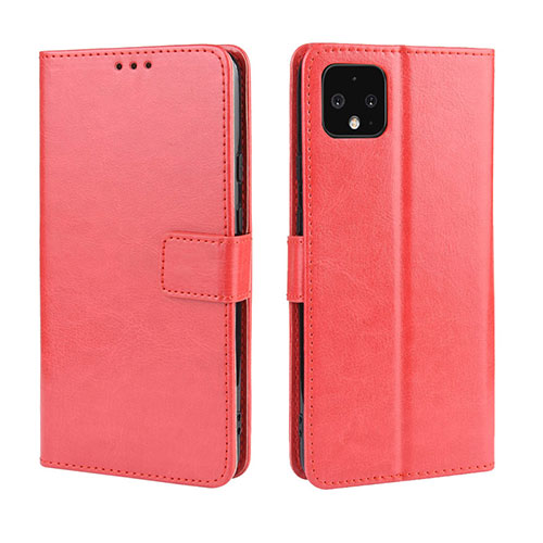 Leather Case Stands Flip Cover Holder BY5 for Google Pixel 4 Red