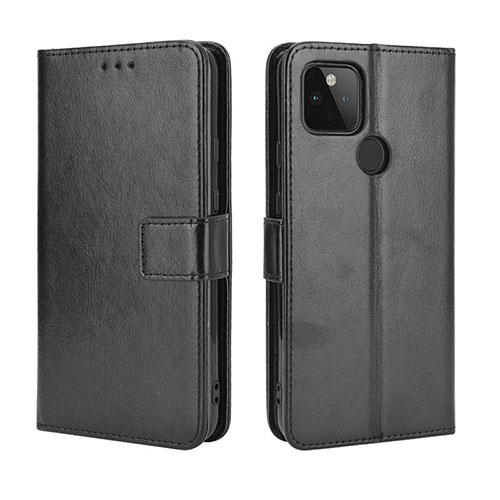 Leather Case Stands Flip Cover Holder BY5 for Google Pixel 4a 5G Black