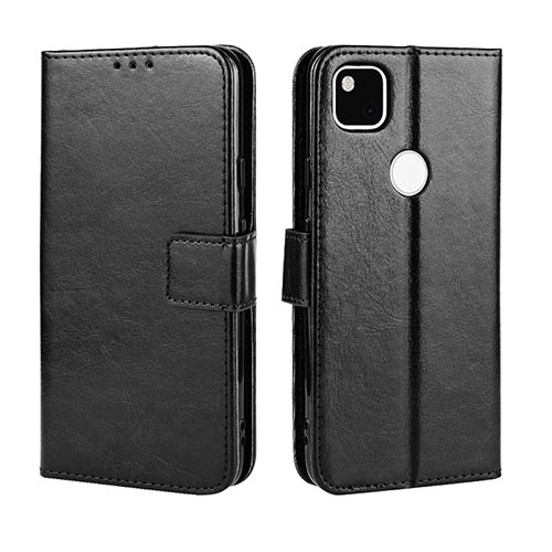 Leather Case Stands Flip Cover Holder BY5 for Google Pixel 4a Black