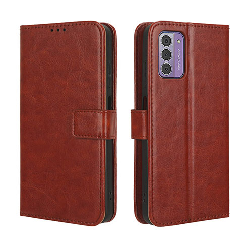 Leather Case Stands Flip Cover Holder BY5 for Nokia C300 Brown