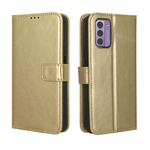 Leather Case Stands Flip Cover Holder BY5 for Nokia G42 5G Gold