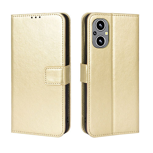 Leather Case Stands Flip Cover Holder BY5 for OnePlus Nord N20 5G Gold