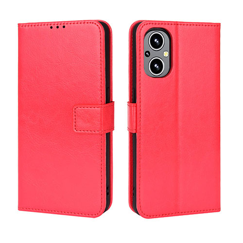 Leather Case Stands Flip Cover Holder BY5 for OnePlus Nord N20 5G Red