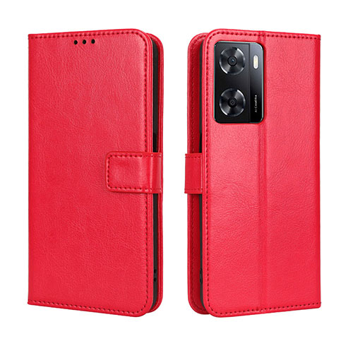 Leather Case Stands Flip Cover Holder BY5 for OnePlus Nord N20 SE Red