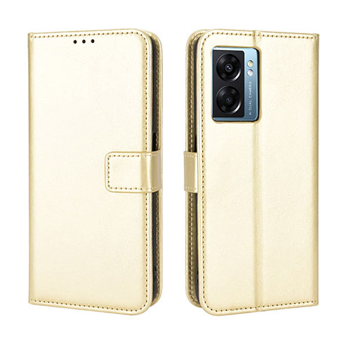 Leather Case Stands Flip Cover Holder BY5 for OnePlus Nord N300 5G Gold