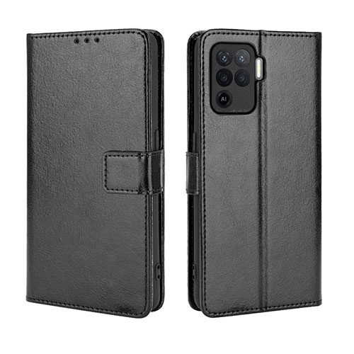 Leather Case Stands Flip Cover Holder BY5 for Oppo A94 4G Black