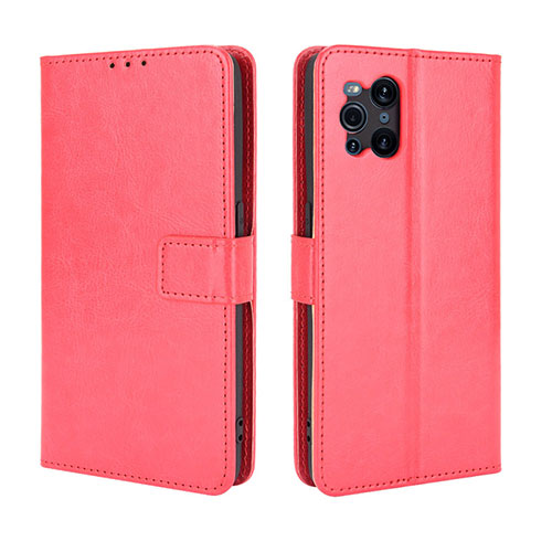 Leather Case Stands Flip Cover Holder BY5 for Oppo Find X3 Pro 5G Red