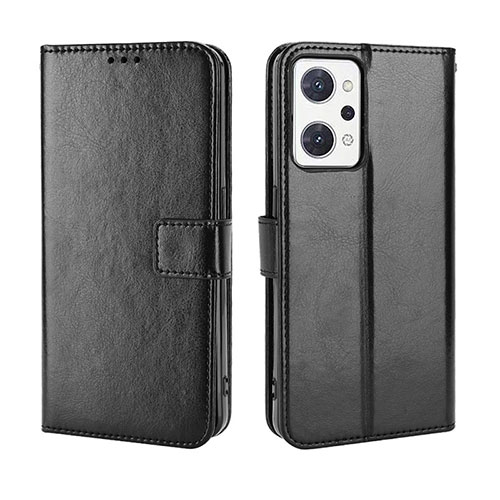 Leather Case Stands Flip Cover Holder BY5 for Oppo Reno7 A Black