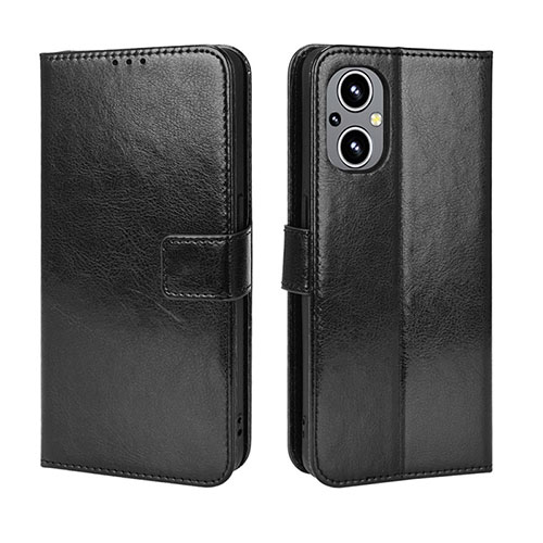 Leather Case Stands Flip Cover Holder BY5 for Oppo Reno7 Lite 5G Black