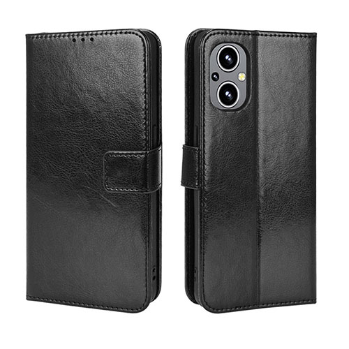 Leather Case Stands Flip Cover Holder BY5 for Oppo Reno7 Z 5G Black