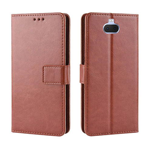 Leather Case Stands Flip Cover Holder BY5 for Sony Xperia 10 Brown