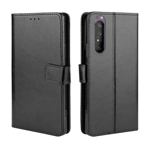 Leather Case Stands Flip Cover Holder BY5 for Sony Xperia 5 II Black