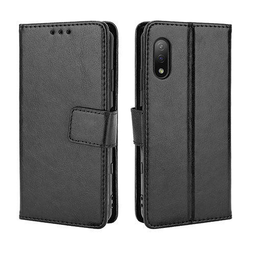 Leather Case Stands Flip Cover Holder BY5 for Sony Xperia Ace II Black