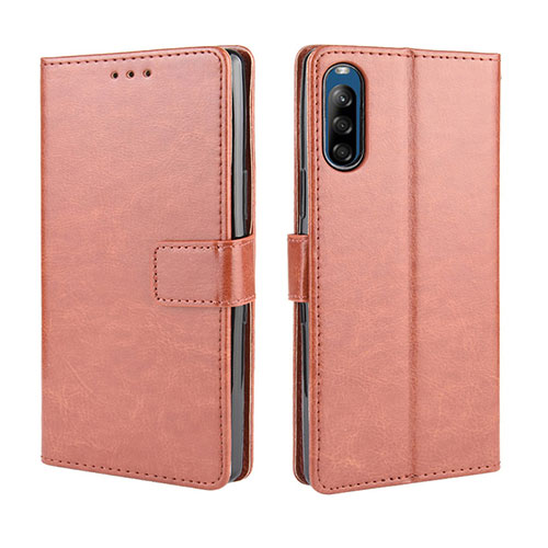 Leather Case Stands Flip Cover Holder BY5 for Sony Xperia L4 Brown