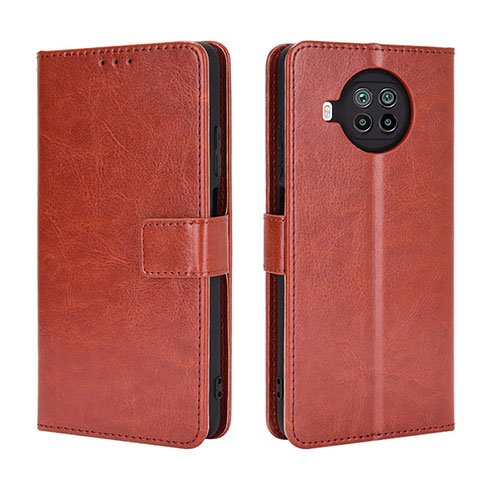 Leather Case Stands Flip Cover Holder BY5 for Xiaomi Mi 10i 5G Brown