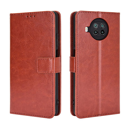 Leather Case Stands Flip Cover Holder BY5 for Xiaomi Mi 10T Lite 5G Brown