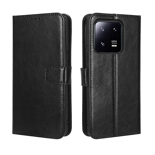 Leather Case Stands Flip Cover Holder BY5 for Xiaomi Mi 13 Pro 5G Black