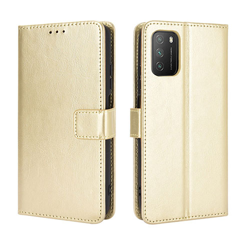 Leather Case Stands Flip Cover Holder BY5 for Xiaomi Poco M3 Gold