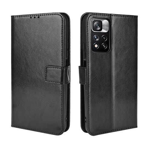 Leather Case Stands Flip Cover Holder BY5 for Xiaomi Redmi Note 11 Pro+ Plus 5G Black