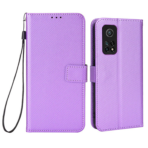 Leather Case Stands Flip Cover Holder BY6 for Xiaomi Mi 10T 5G Purple