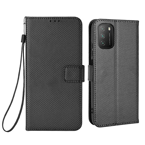 Leather Case Stands Flip Cover Holder BY6 for Xiaomi Poco M3 Black