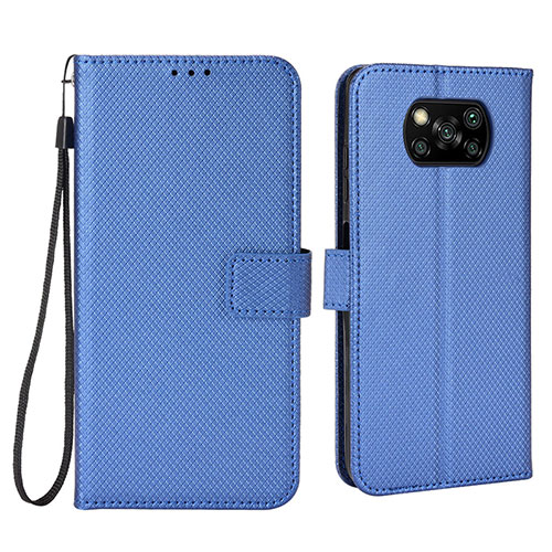 Leather Case Stands Flip Cover Holder BY6 for Xiaomi Poco X3 Pro Blue