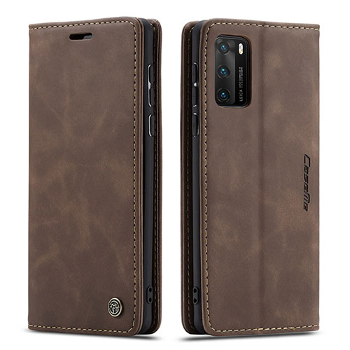 Leather Case Stands Flip Cover Holder C01S for Huawei P40 Brown