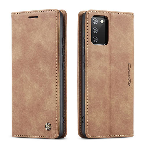 Leather Case Stands Flip Cover Holder C01S for Samsung Galaxy A03s Brown
