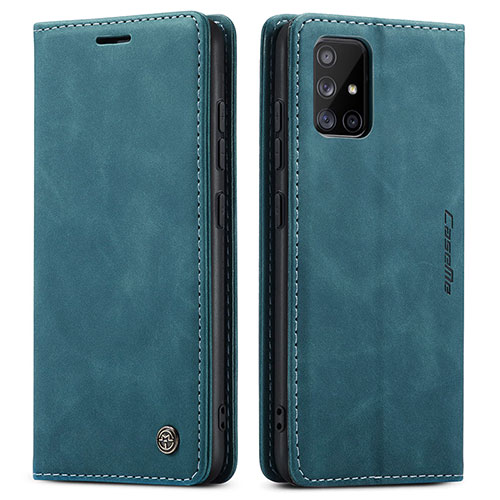 Leather Case Stands Flip Cover Holder C01S for Samsung Galaxy A51 4G Blue