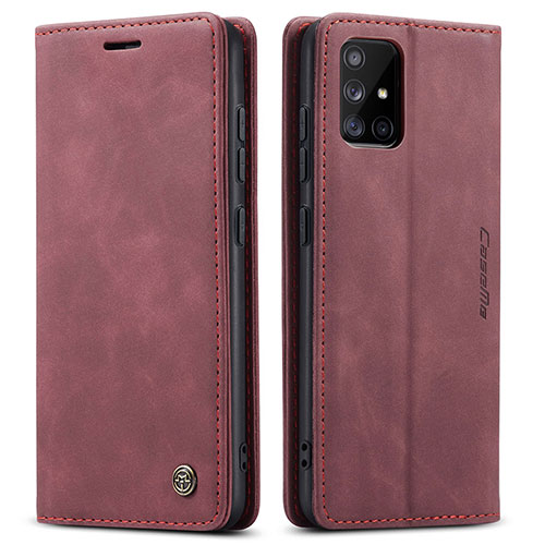 Leather Case Stands Flip Cover Holder C01S for Samsung Galaxy A51 4G Red Wine