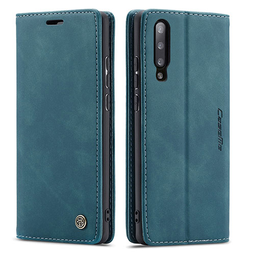 Leather Case Stands Flip Cover Holder C01S for Samsung Galaxy A70 Blue