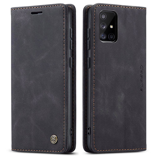 Leather Case Stands Flip Cover Holder C01S for Samsung Galaxy A71 4G A715 Black