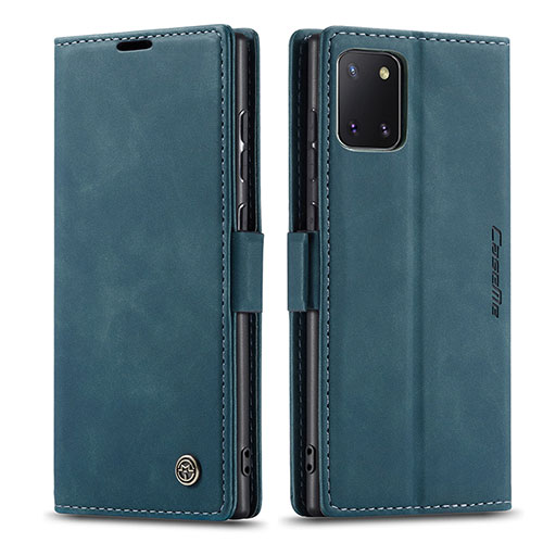 Leather Case Stands Flip Cover Holder C01S for Samsung Galaxy A81 Blue