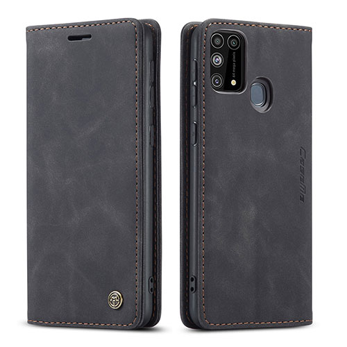 Leather Case Stands Flip Cover Holder C01S for Samsung Galaxy M21s Black
