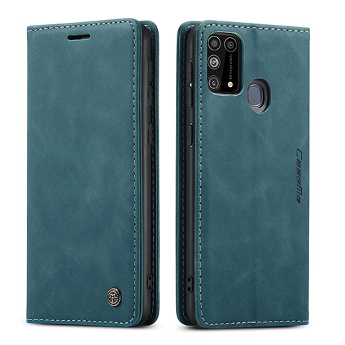Leather Case Stands Flip Cover Holder C01S for Samsung Galaxy M21s Blue