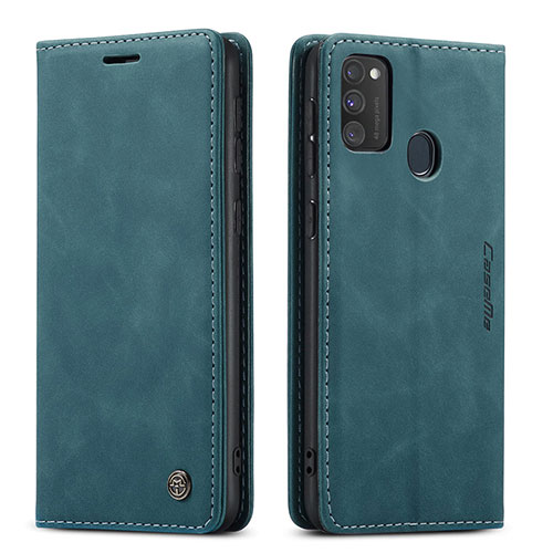 Leather Case Stands Flip Cover Holder C01S for Samsung Galaxy M30s Blue